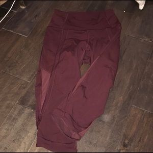 Maroon Lululemon over the knee leggings